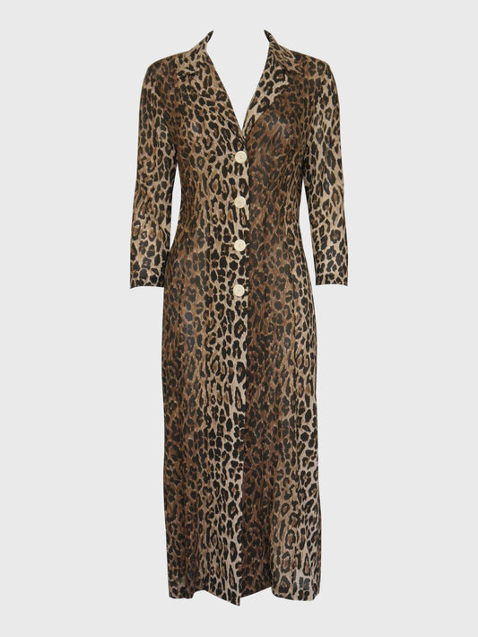 DOLCE & GABBANA Spring 1997 Vintage Leopard Print Silk Evening Coat Size S