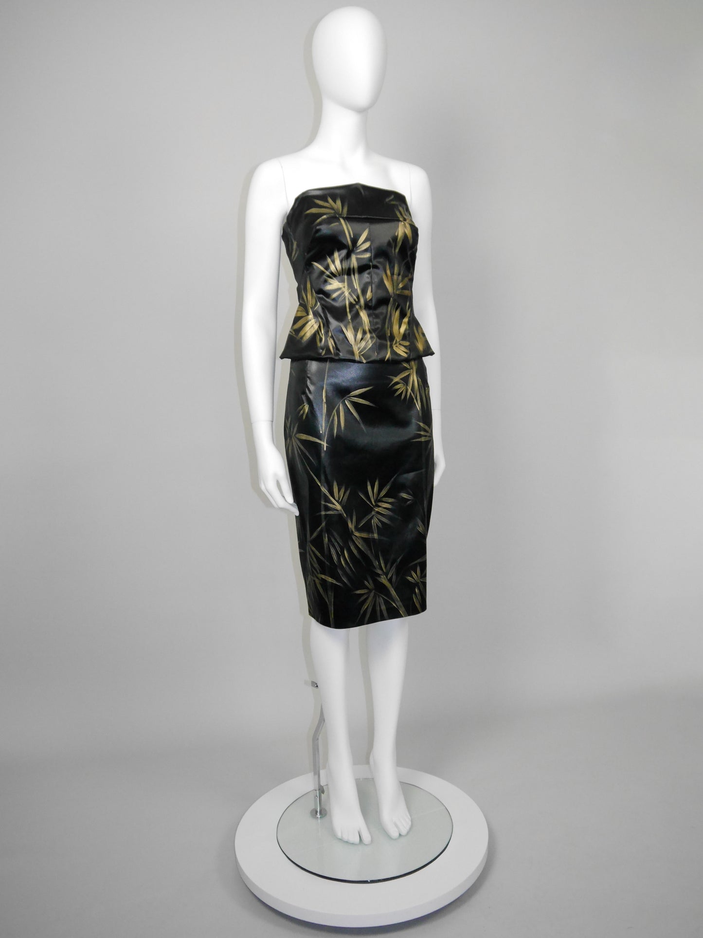 DOLCE & GABBANA Spring 1999 Vintage Hand-Painted Wet Look Bustier Top & Skirt Set Size S