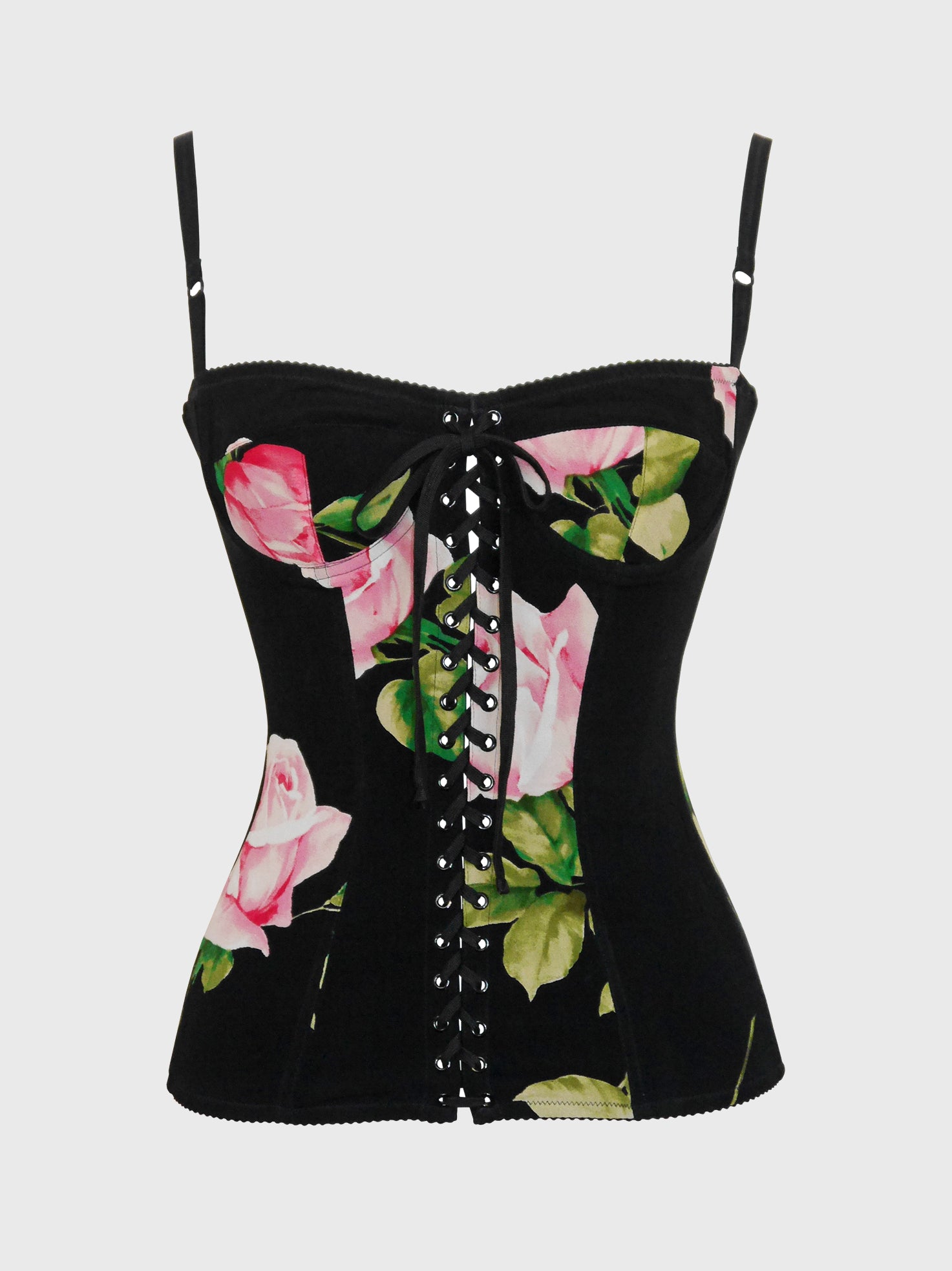 DOLCE & GABBANA Spring 2003 Vintage Lace-Up Corset Lingerie Bustier Silk Top