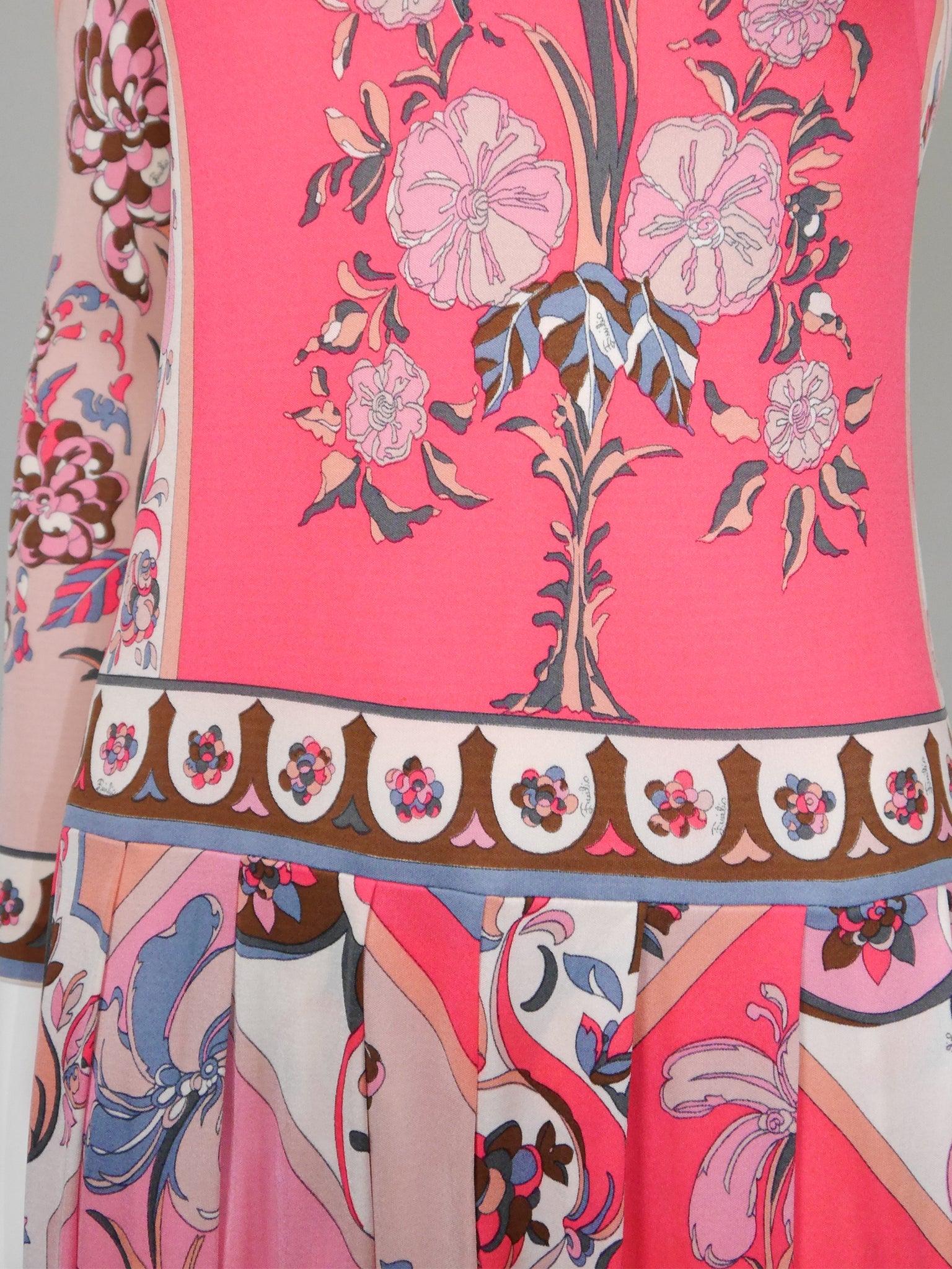 EMILIO PUCCI 1960s Vintage Signature Print Silk Jersey Dress Size XS