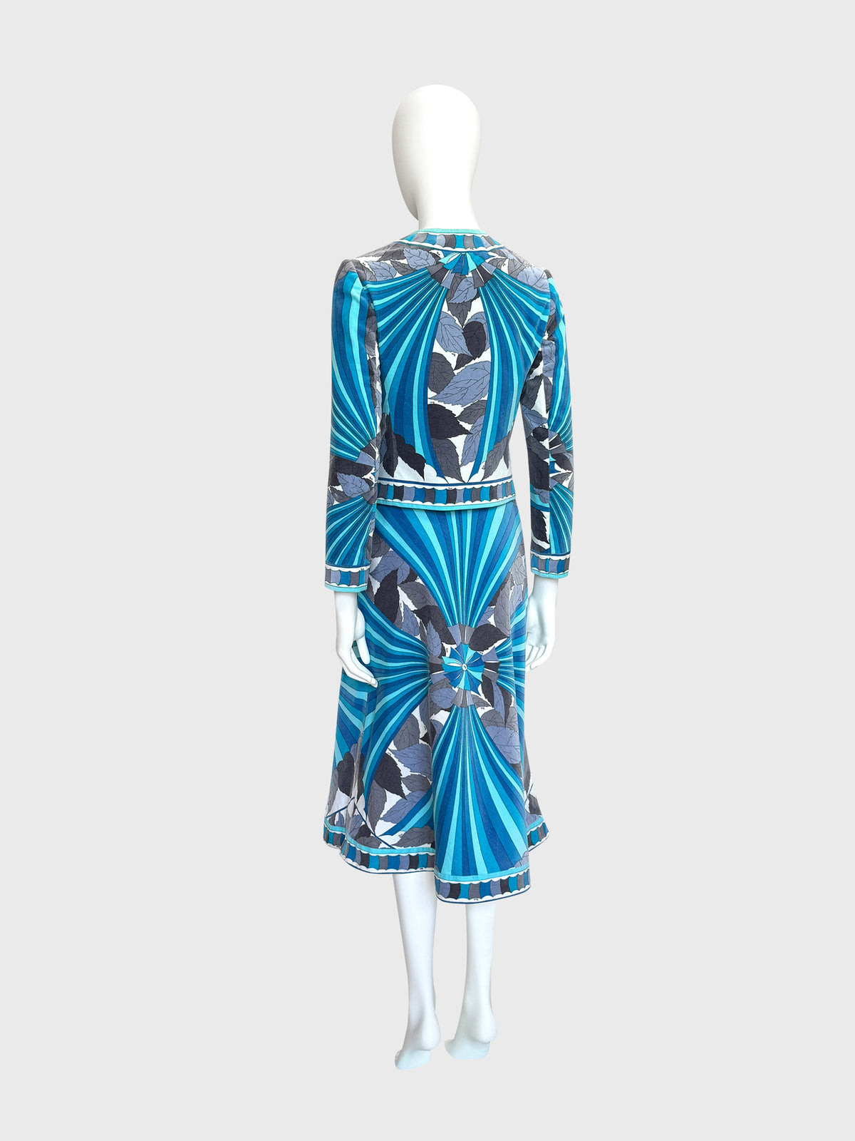 EMILIO PUCCI 1974 Vintage Manila Print Velvet Jacket & Skirt Suit Size XS