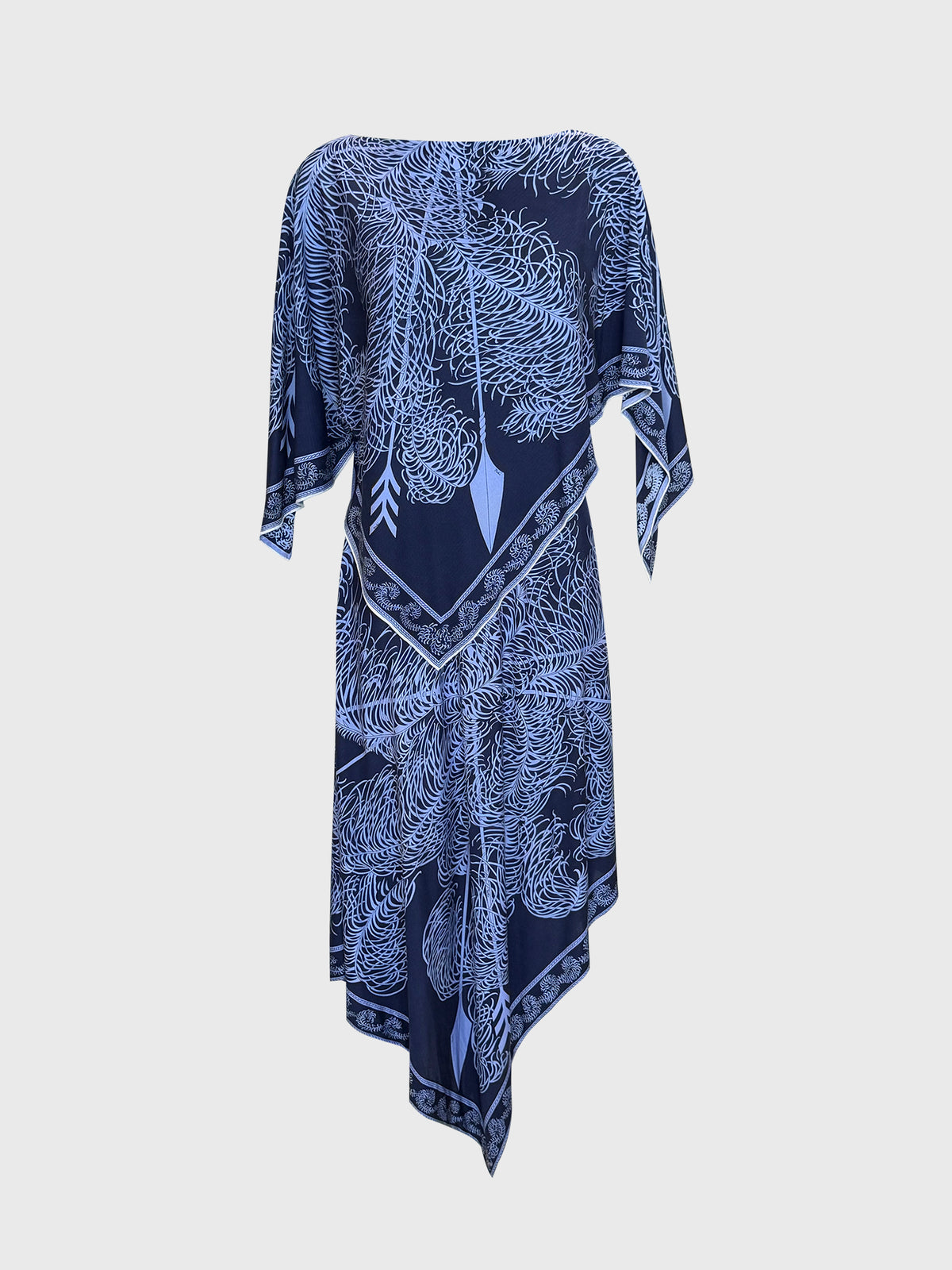 EMILIO PUCCI 1970s Vintage Asymmetrical Silk Jersey Maxi Dress w/ Cape Size XS