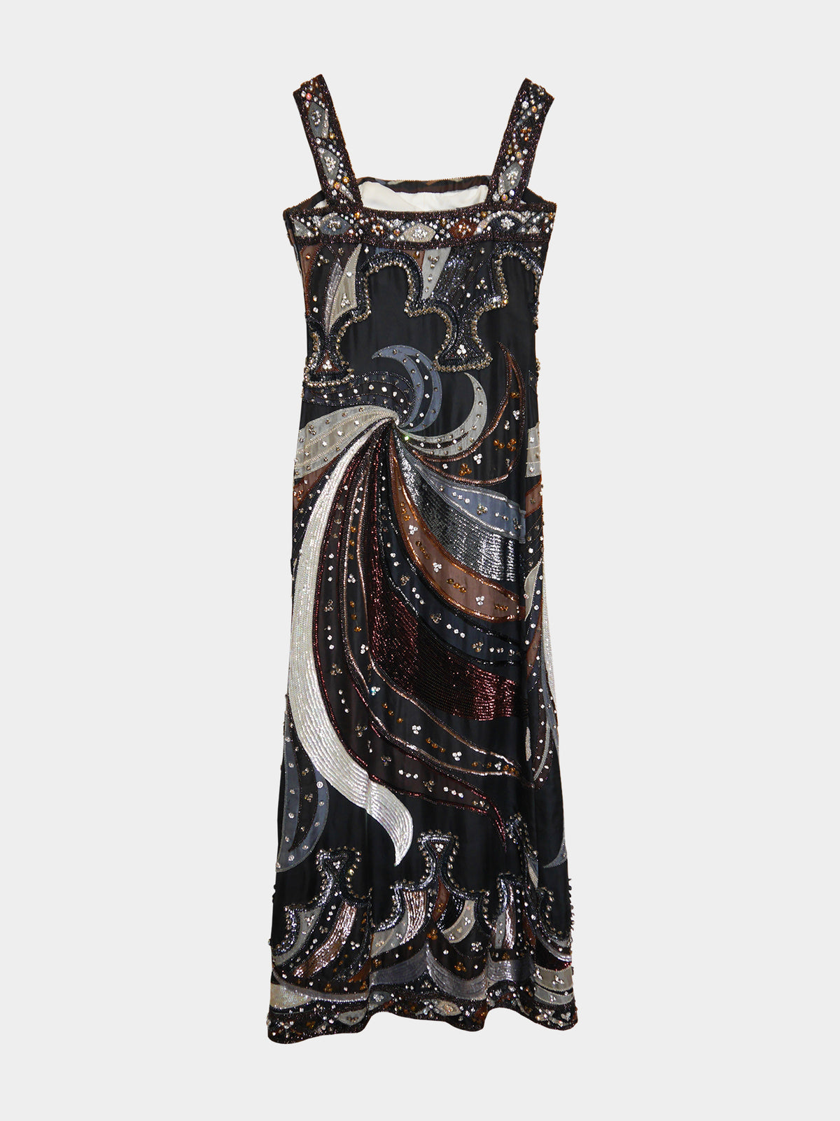 EMILIO PUCCI Vintage Couture Crystal Embellished Silk Evening Dress Size XXS