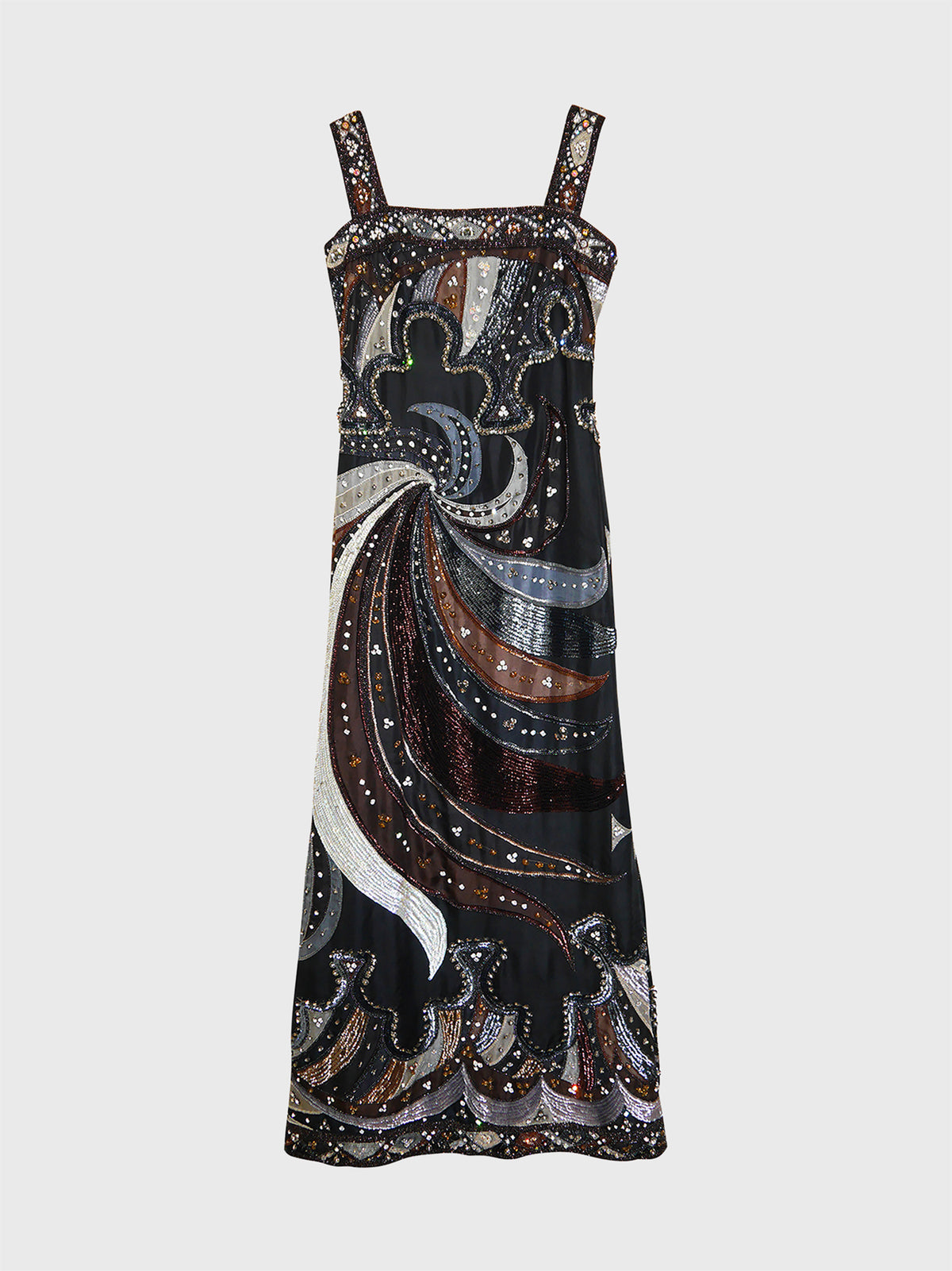 EMILIO PUCCI Vintage Couture Crystal Embellished Silk Evening Dress Size XXS