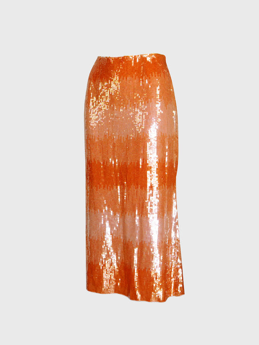 ESCADA 2000s Vintage Peach Ombré Sequin Silk Skirt Size S