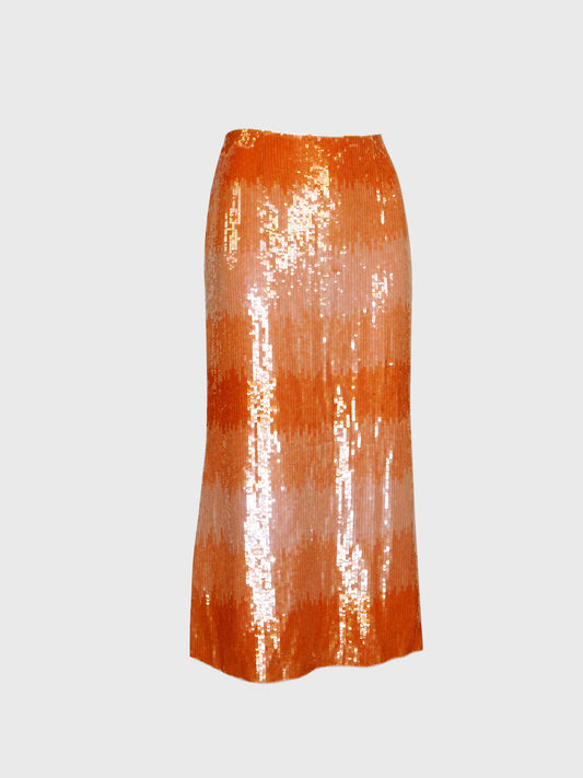 ESCADA 2000s Vintage Peach Ombré Sequin Silk Skirt Size S