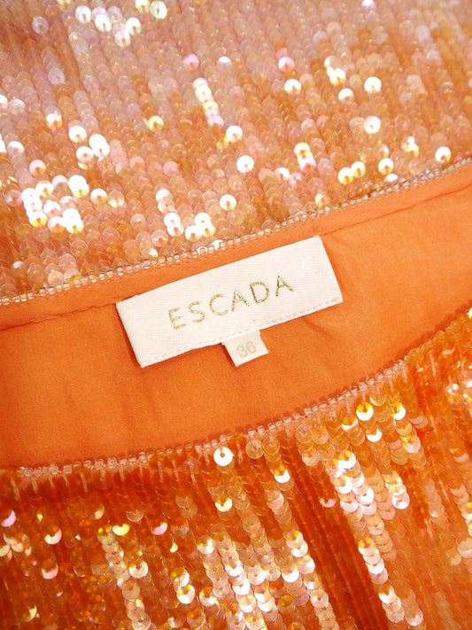 ESCADA 2000s Vintage Peach Ombré Sequin Silk Skirt Size S