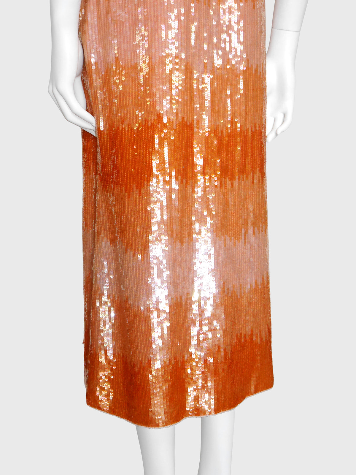 ESCADA 2000s Vintage Peach Ombré Sequin Silk Skirt Size S
