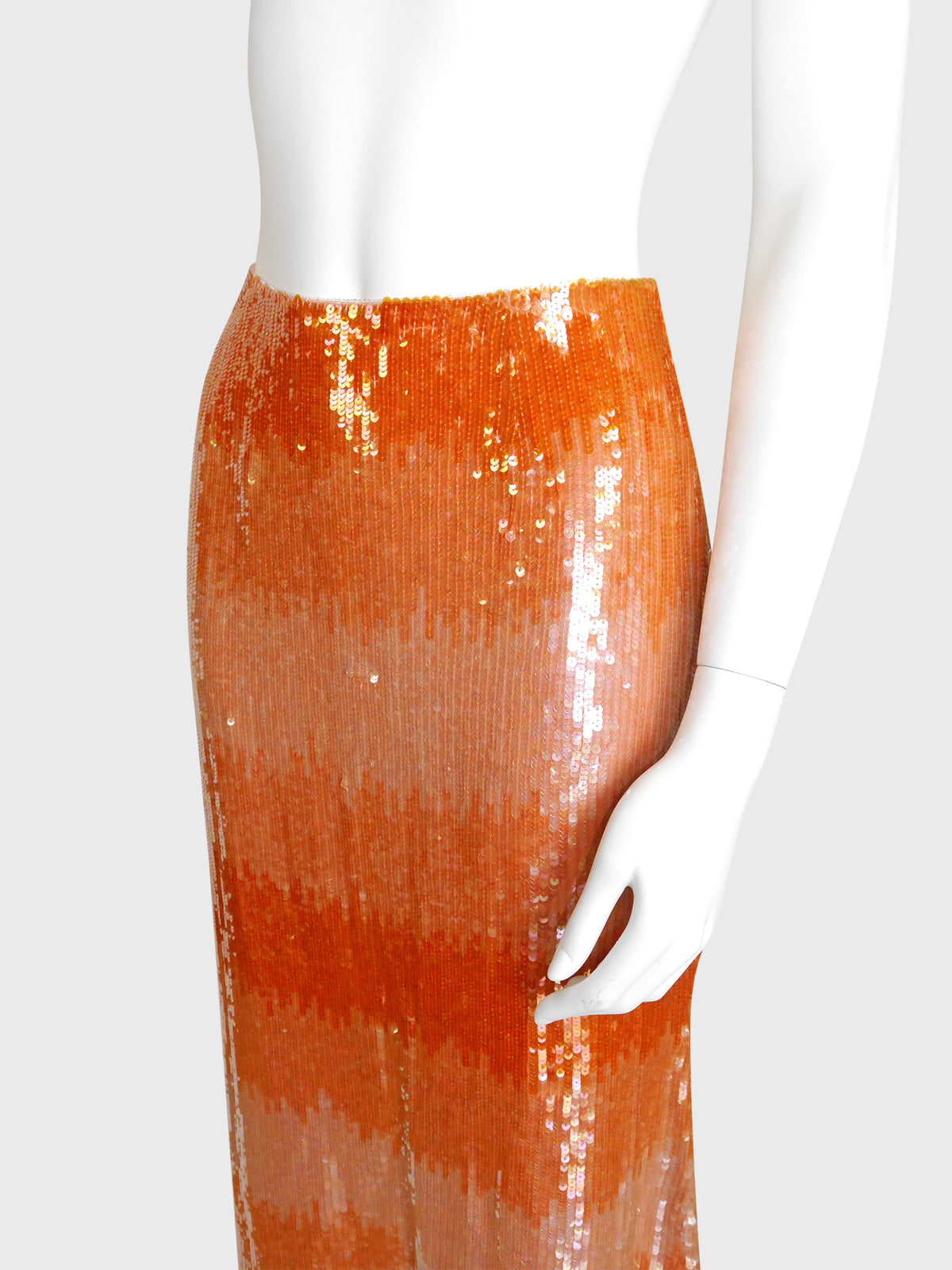 ESCADA 2000s Vintage Peach Ombré Sequin Silk Skirt Size S