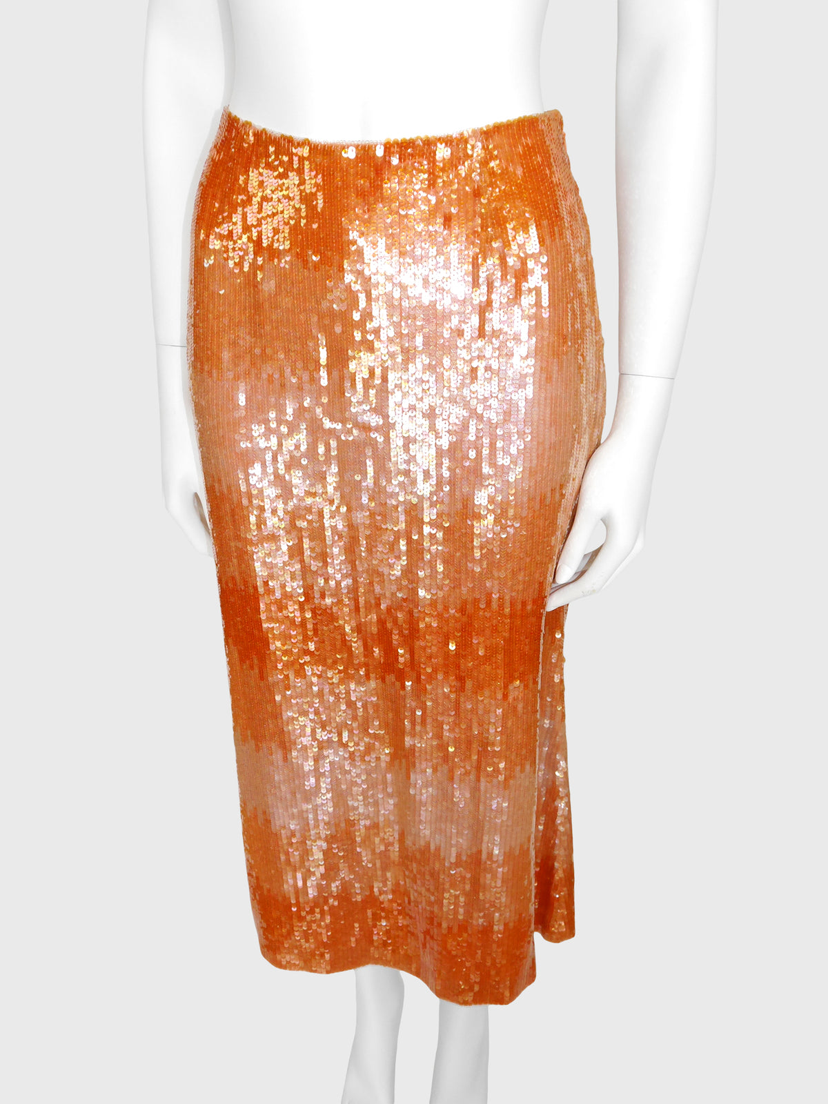 ESCADA 2000s Vintage Peach Ombré Sequin Silk Skirt Size S