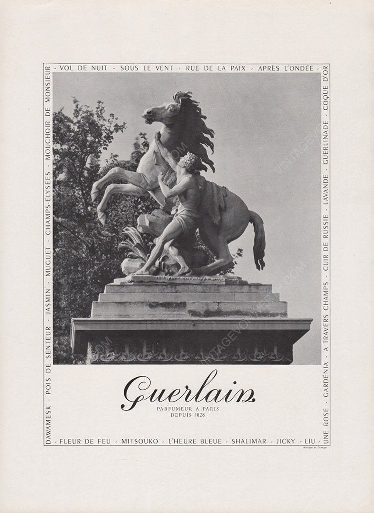 GUERLAIN 1953 Vintage Print Advertisement Perfume Parfum Magazine Ad