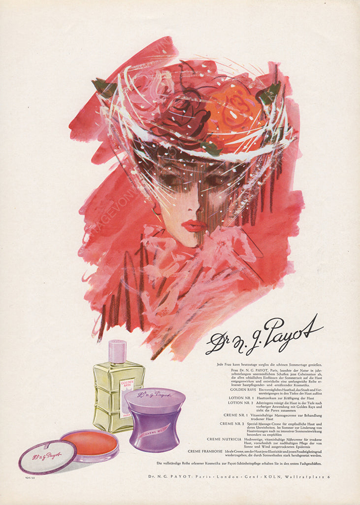 PAYOT 1953 Vintage Advertisement 1950s Beauty Cosmetics Print Ad