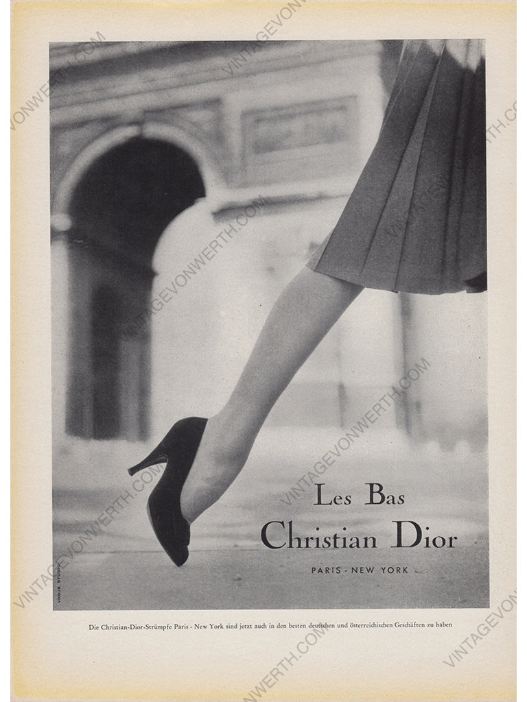 CHRISTIAN DIOR 1954 Vintage Advertisement Hosiery 1950s Print Ad