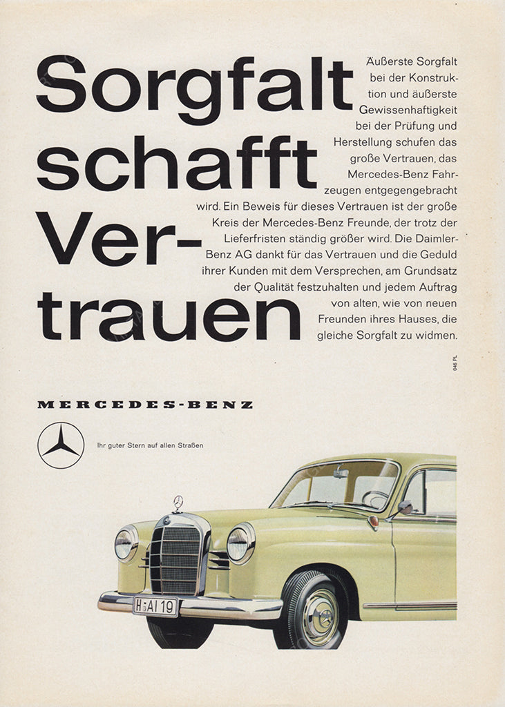 MERCEDES-BENZ 1960 Vintage Print Advertisement 1960s Classic Car Magazine Ad