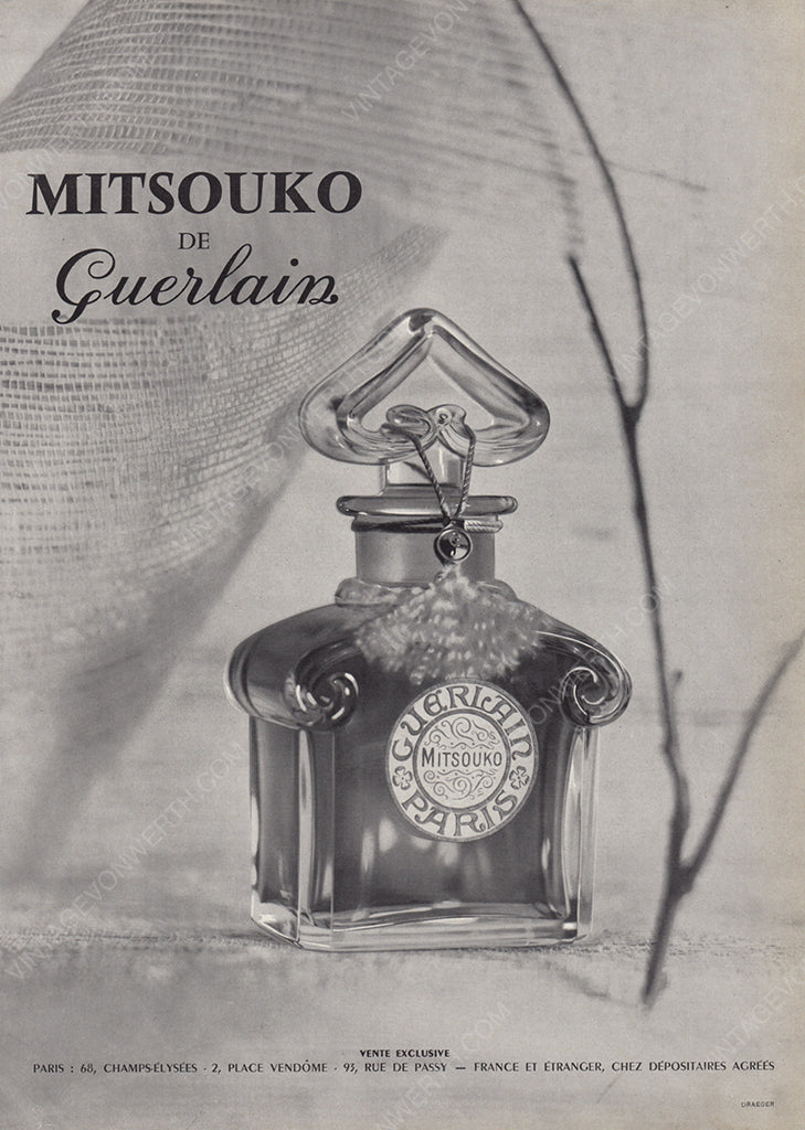 GUERLAIN 1961 Vintage Advertisement 1960s Mitsouko Parfum Perfume Magazine Ad