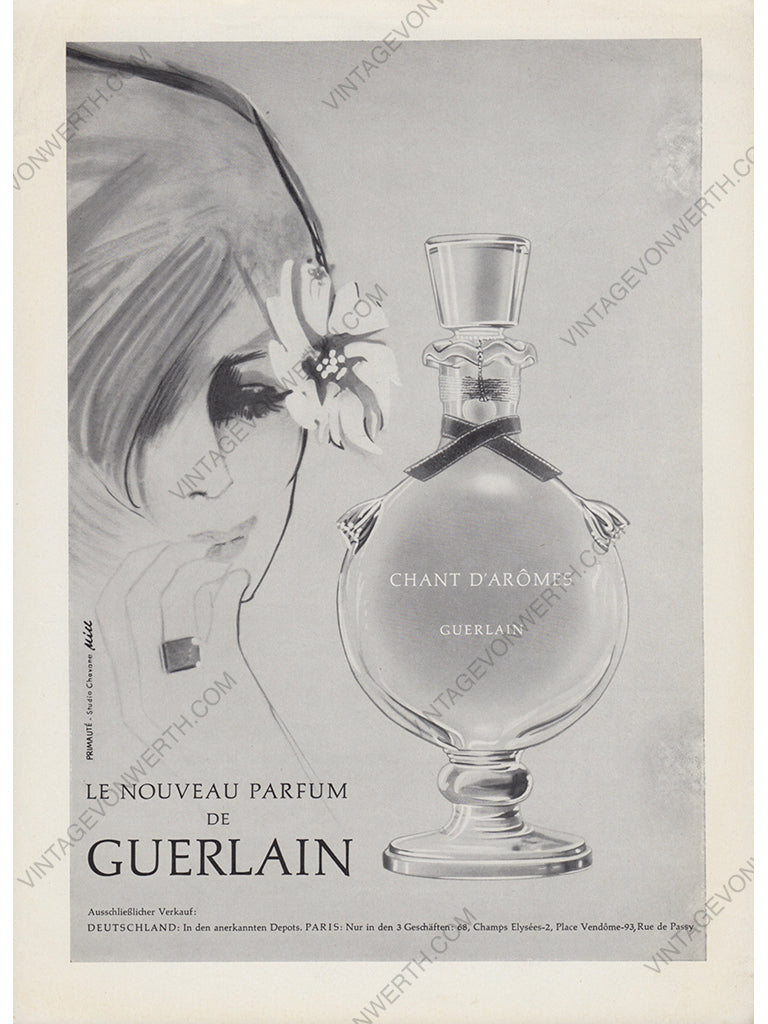 GUERLAIN 1963 Vintage Advertisement 1960s Chant d'Arômes Perfume Ad