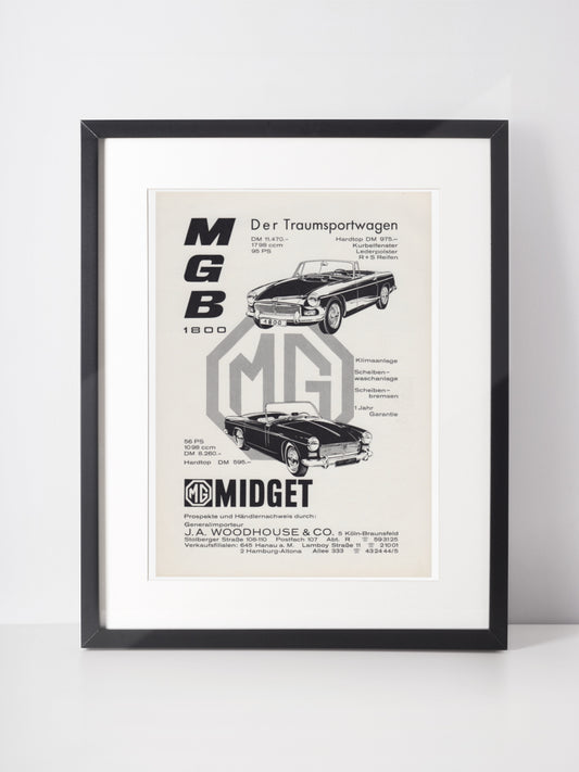MG 1963 Vintage Print Advertisement 1960s Classic Car Magazine Ad Midget MGB 1800