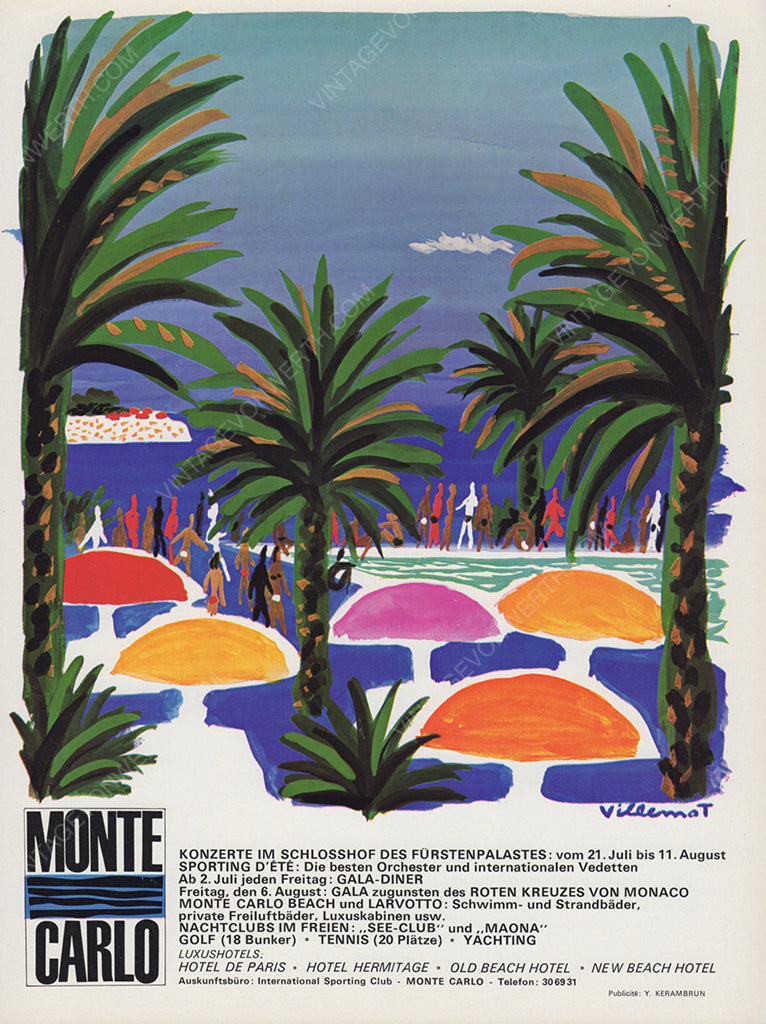 MONTE CARLO 1965 Vintage Print Advertisement Tourism Travel Magazine Ad