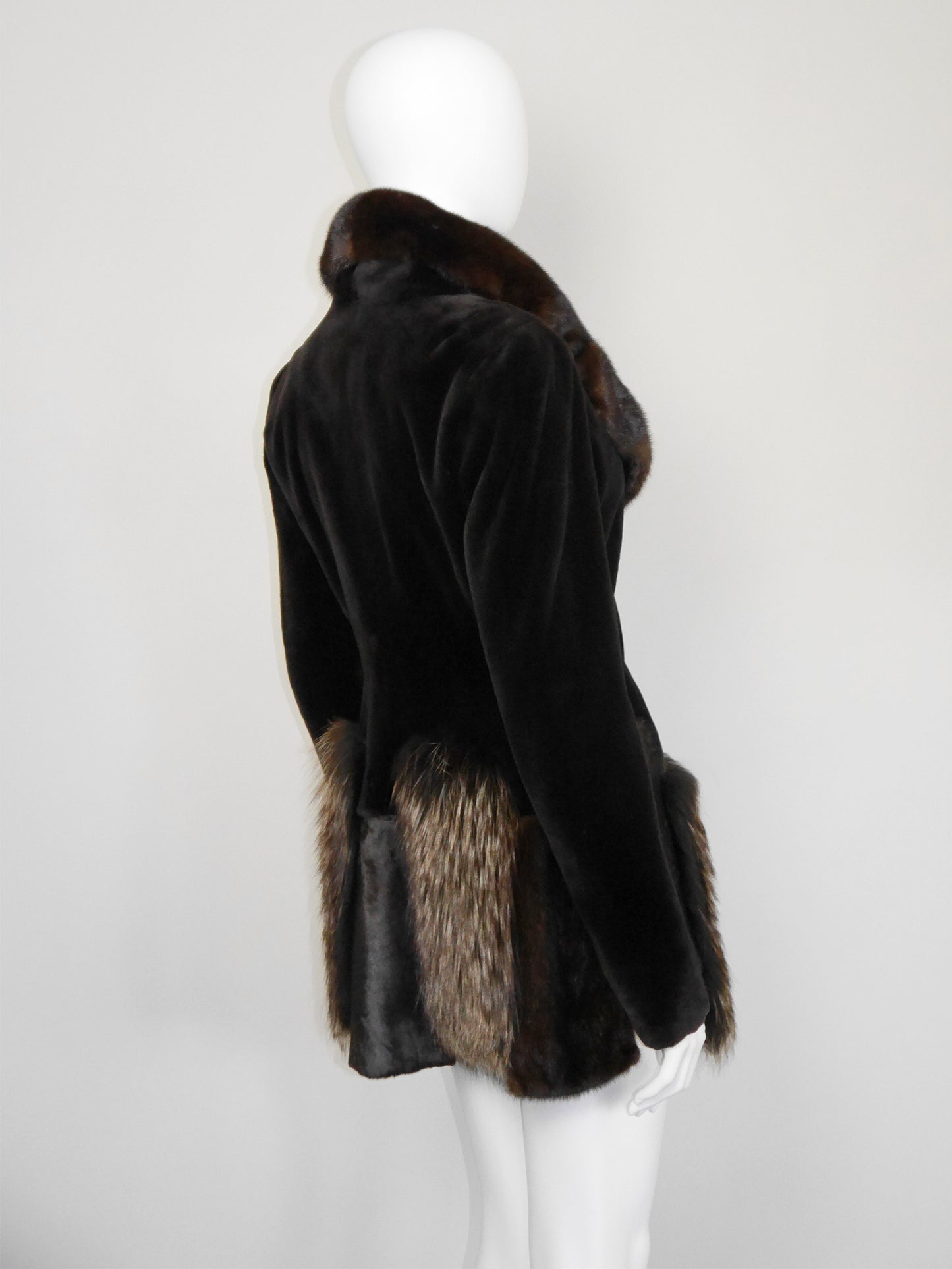 GIANFRANCO FERRÉ 2000s Vintage Sheared Mink Fur Jacket w/ Sculpted Collar Size XS-S