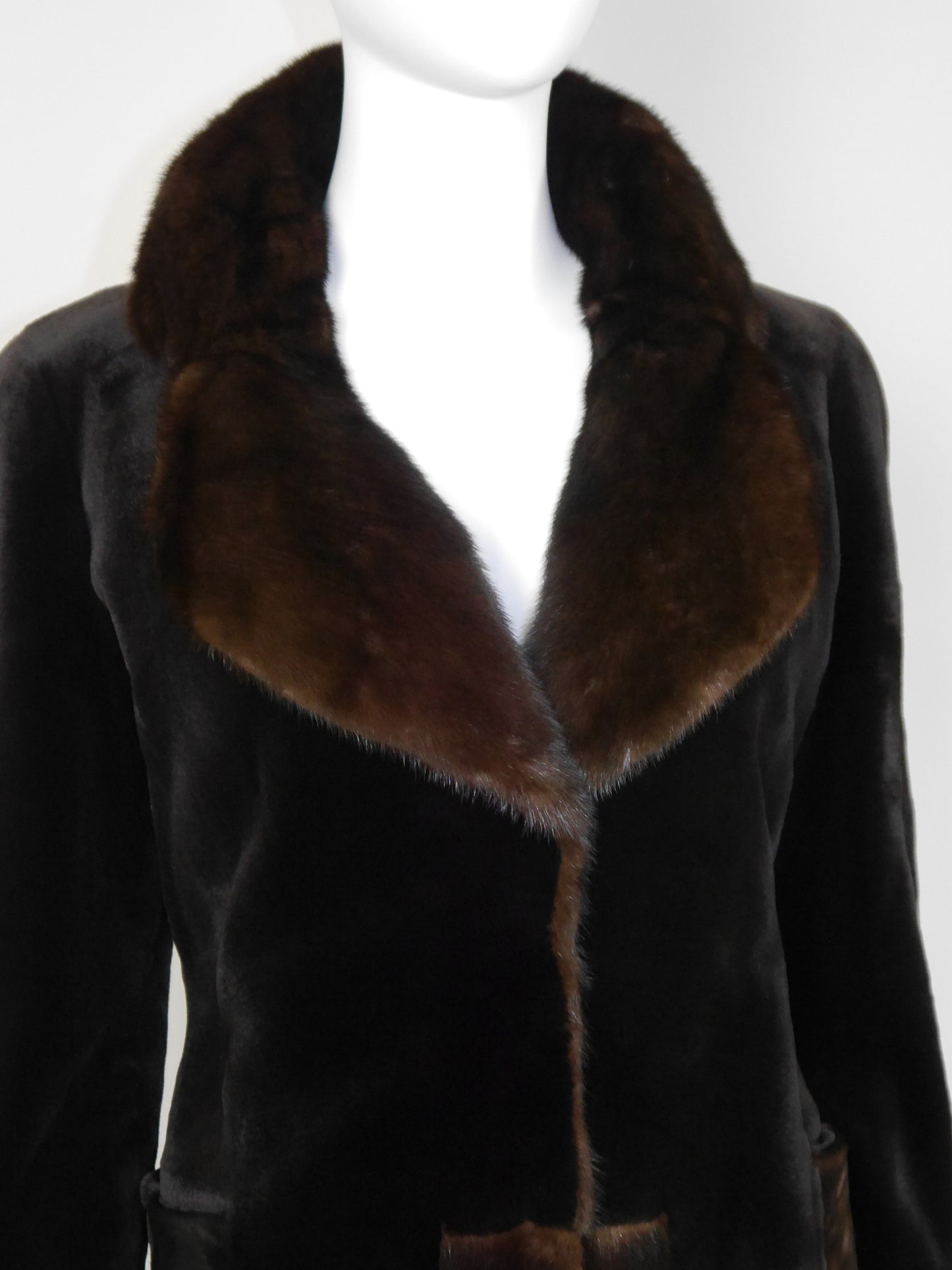GIANFRANCO FERRÉ 2000s Vintage Sheared Mink Fur Jacket w/ Sculpted Collar Size XS-S
