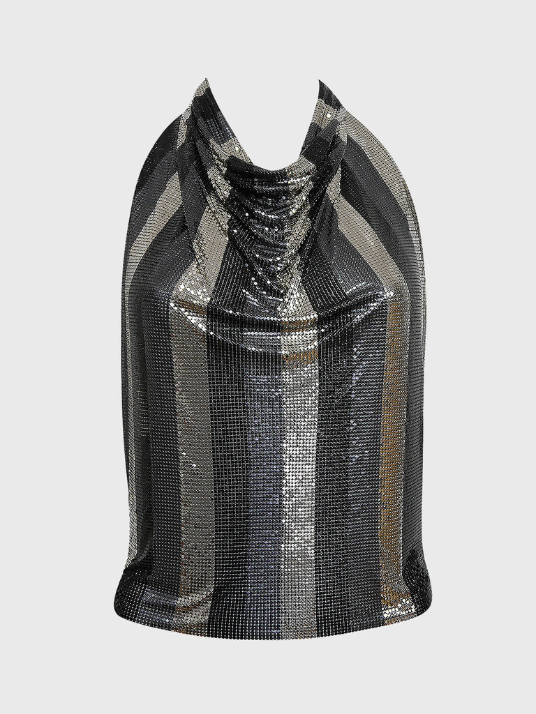 GIANNI VERSACE 1980s Vintage Oroton Metal Mesh Chainmail Evening Top S VINTAGE VON WERTH