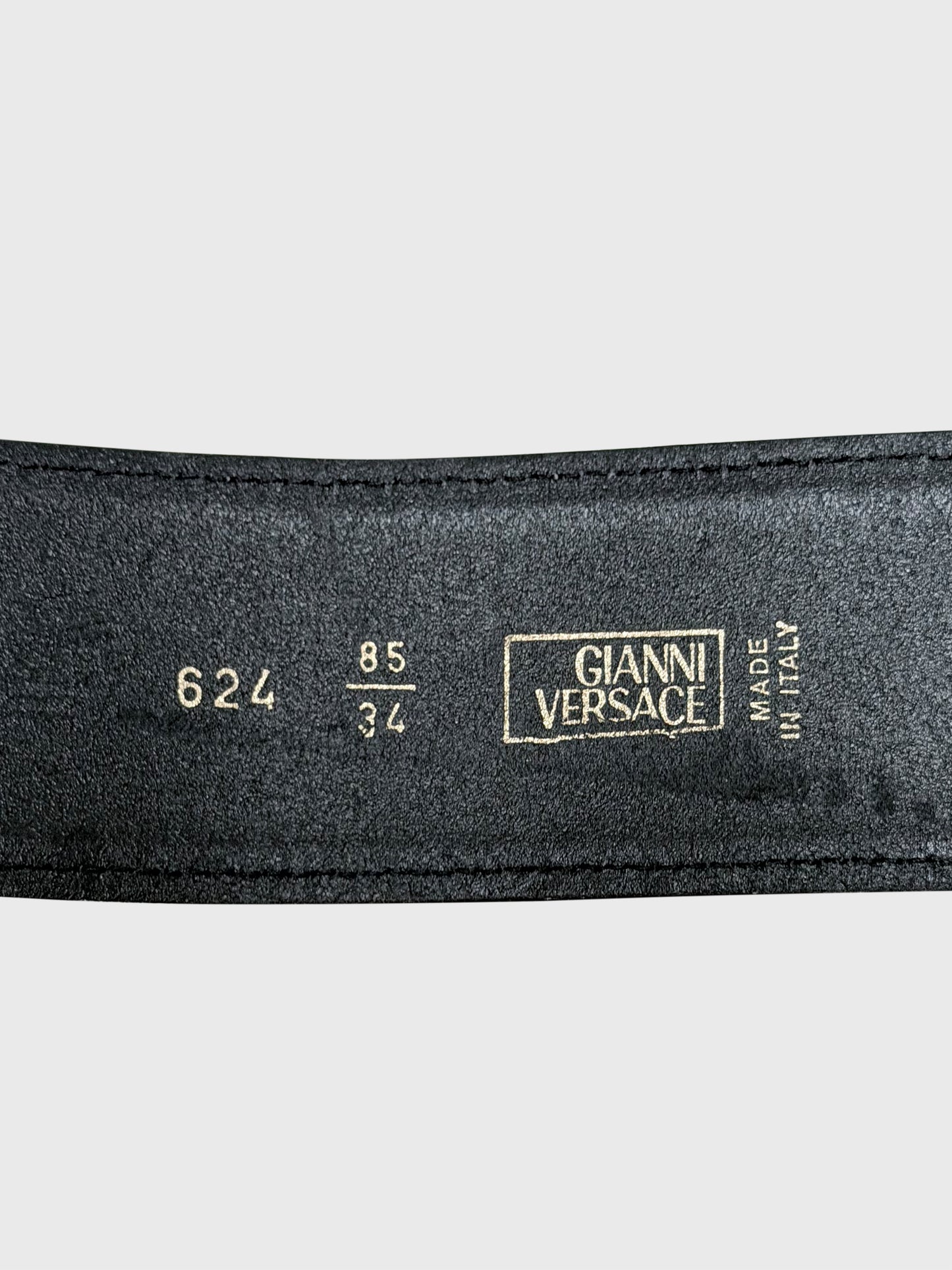 GIANNI VERSACE Fall 1992 Vintage Medusa Belt Metal Chains & Leather Size 85