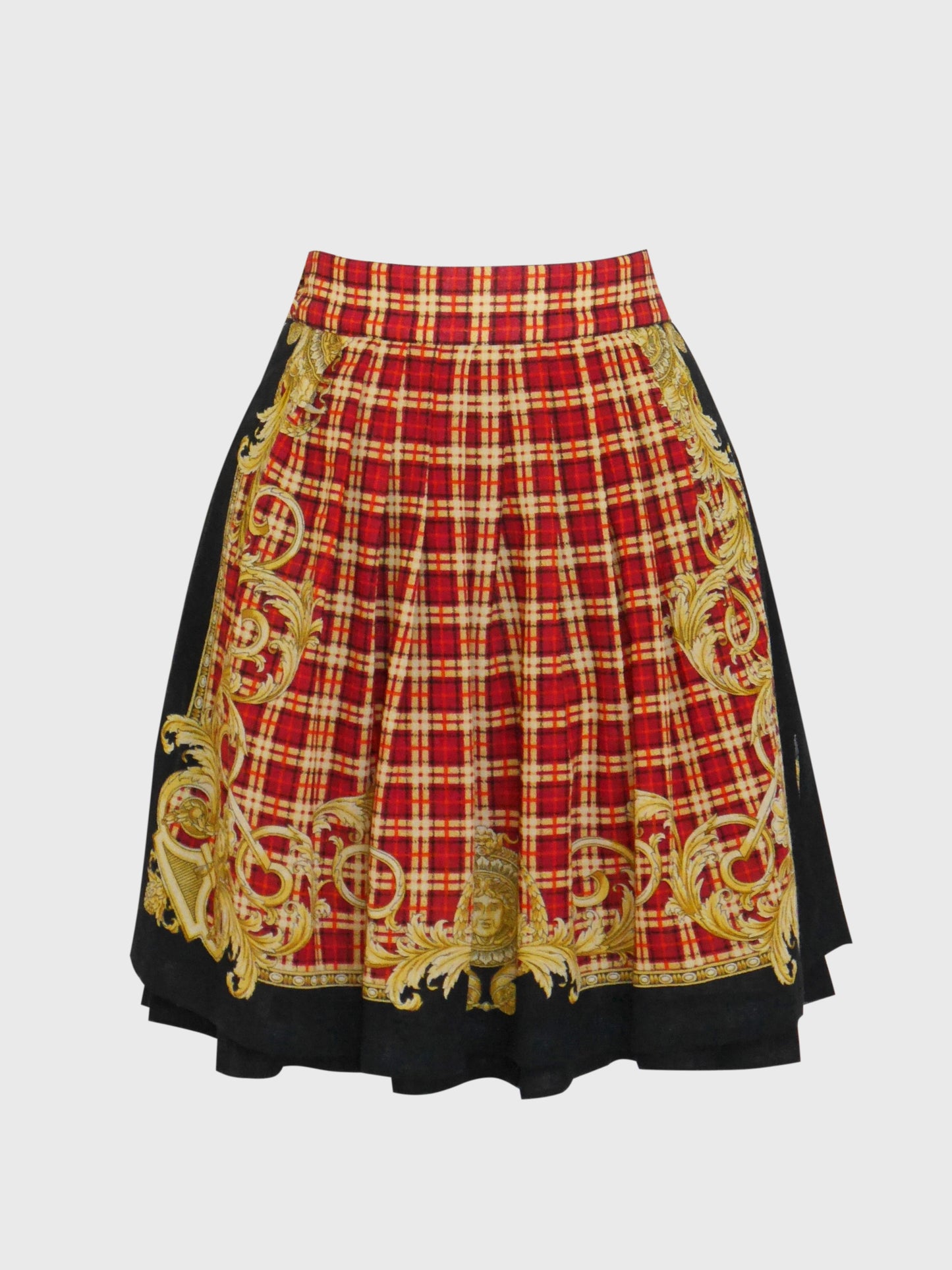 GIANNI VERSACE c. Spring 1992 Vintage Baroque Medusa Pleated Skirt Size S