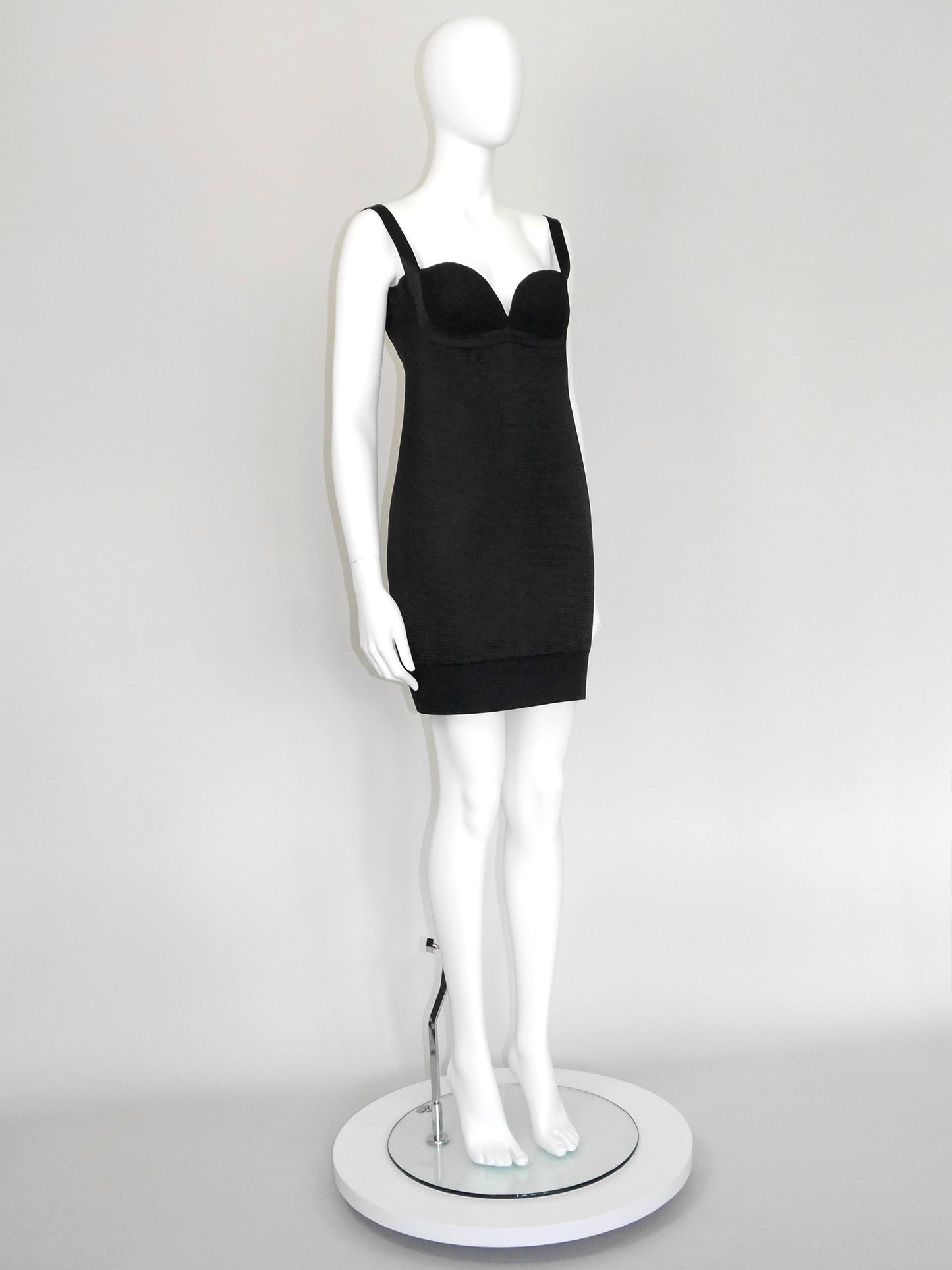 GIANNI VERSACE 1992 Vintage Black Silk Backless Lace-Up Corset Mini Dress Size XS