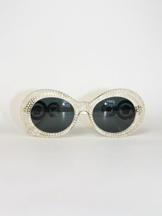 GIANNI VERSACE Fall 1996 Mod. 418F Col. 924 Vintage Medusa Sunglasses w/ Crystal Rhinestones