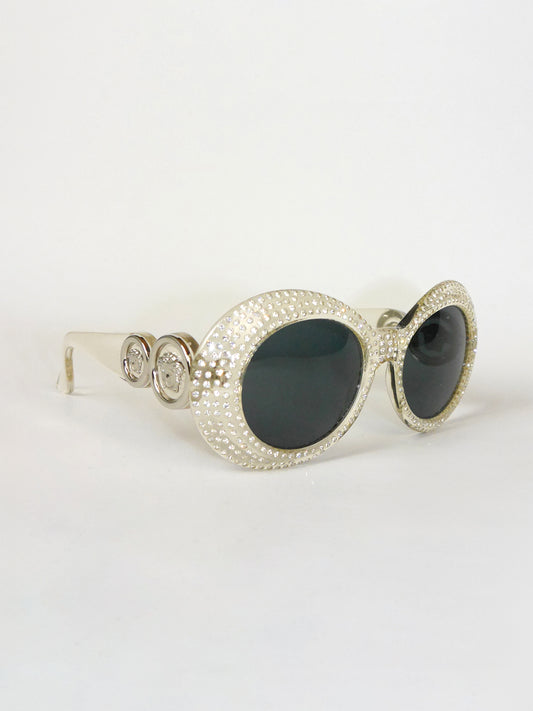 GIANNI VERSACE Fall 1996 Mod. 418F Col. 924 Vintage Medusa Sunglasses w/ Crystal Rhinestones