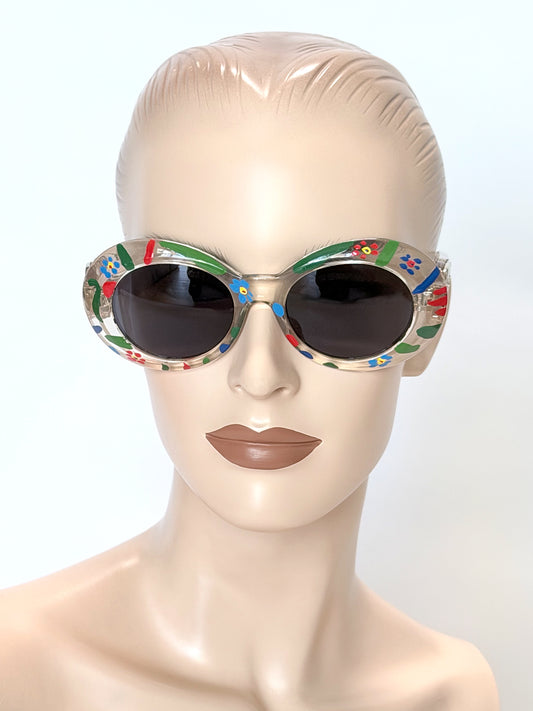 GIANNI VERSACE Spring 1996 Mod. 418 Col. C1D Vintage Medusa Sunglasses w/ Hand-Painted Frame