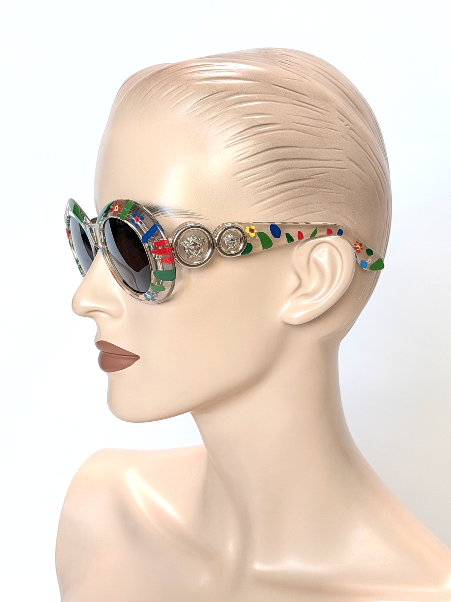 GIANNI VERSACE Spring 1996 Mod. 418 Col. C1D Vintage Medusa Sunglasses w/ Hand-Painted Frame