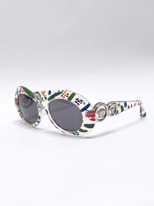 GIANNI VERSACE Spring 1996 Mod. 418 Col. C1D Vintage Medusa Sunglasses w/ Hand-Painted Frame