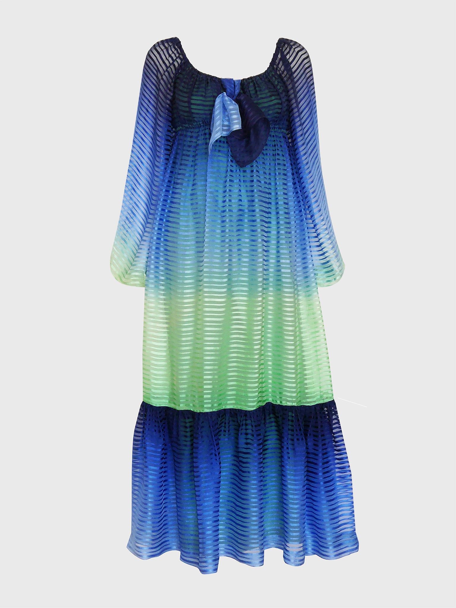 GIVENCHY c. 1977 Vintage Ombré Silk Chiffon Maxi Evening Dress