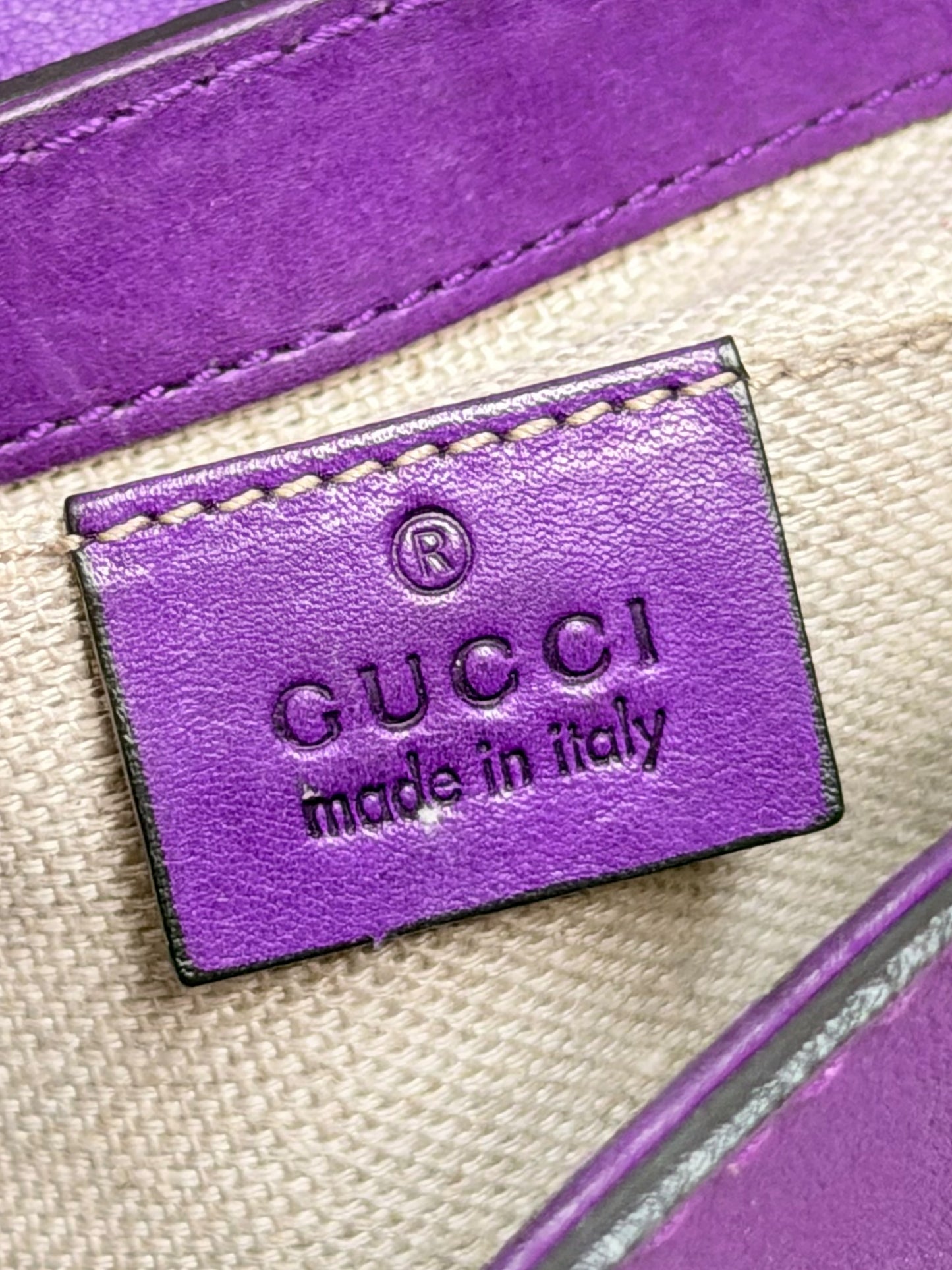 GUCCI 2011 Snaffle Bit Small Leather Shoulder Bag Purple Crossbody Bag