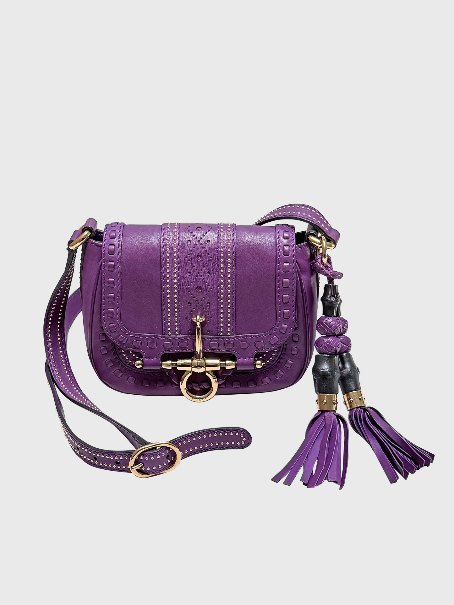 GUCCI 2011 Snaffle Bit Small Leather Shoulder Bag Purple Crossbody Bag