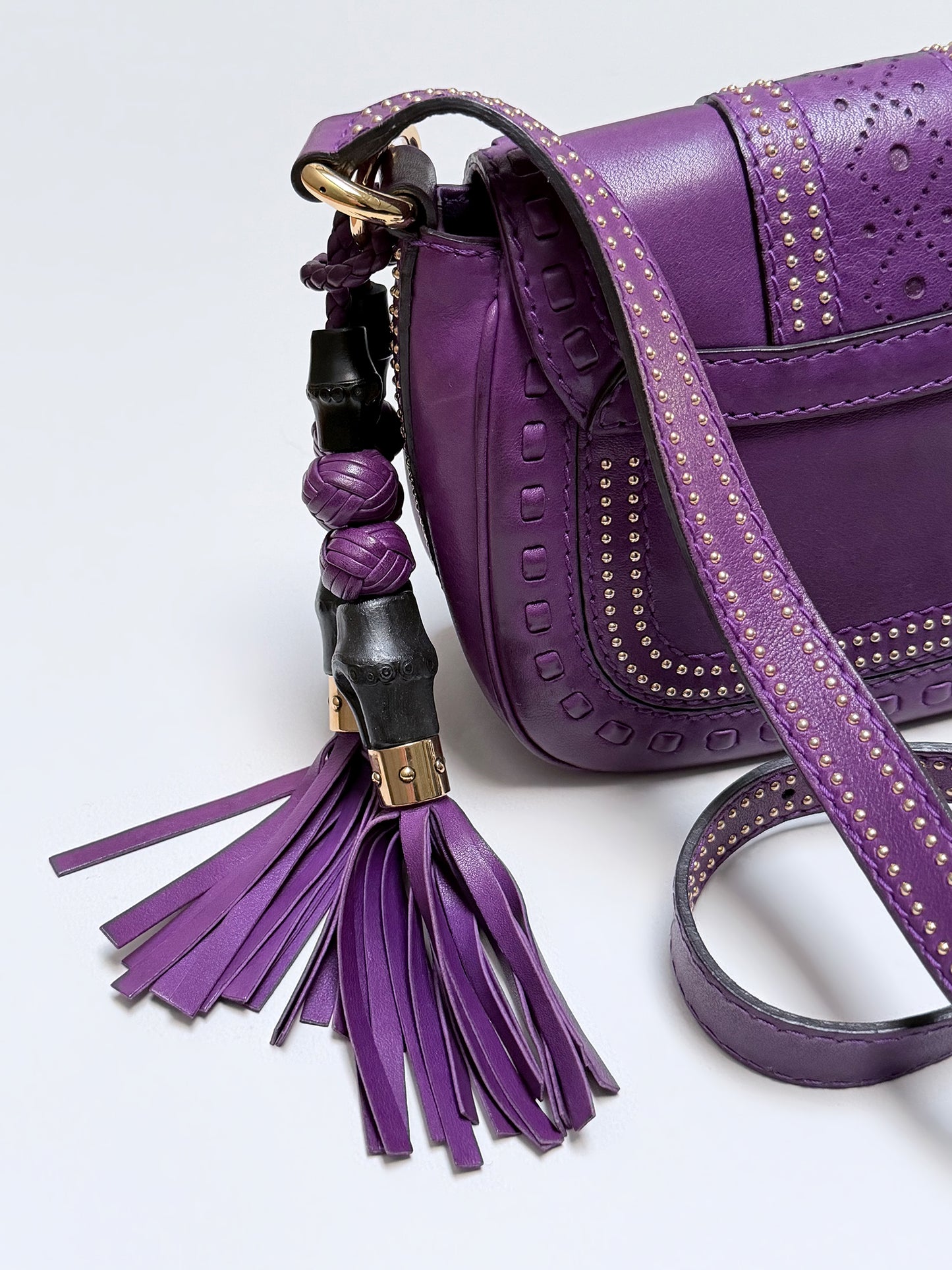 GUCCI 2011 Snaffle Bit Small Leather Shoulder Bag Purple Crossbody Bag