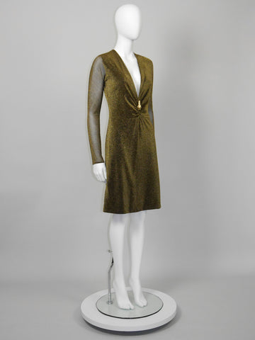 GUCCI by Tom Ford Fall 2000 Vintage Metallic Copper Lurex Plunge Dress VINTAGE VON WERTH GUCCI by Tom Ford Fall 2000 Vintage Metallic Copper Lurex Plunge Dress VINTAGE VON WERTH