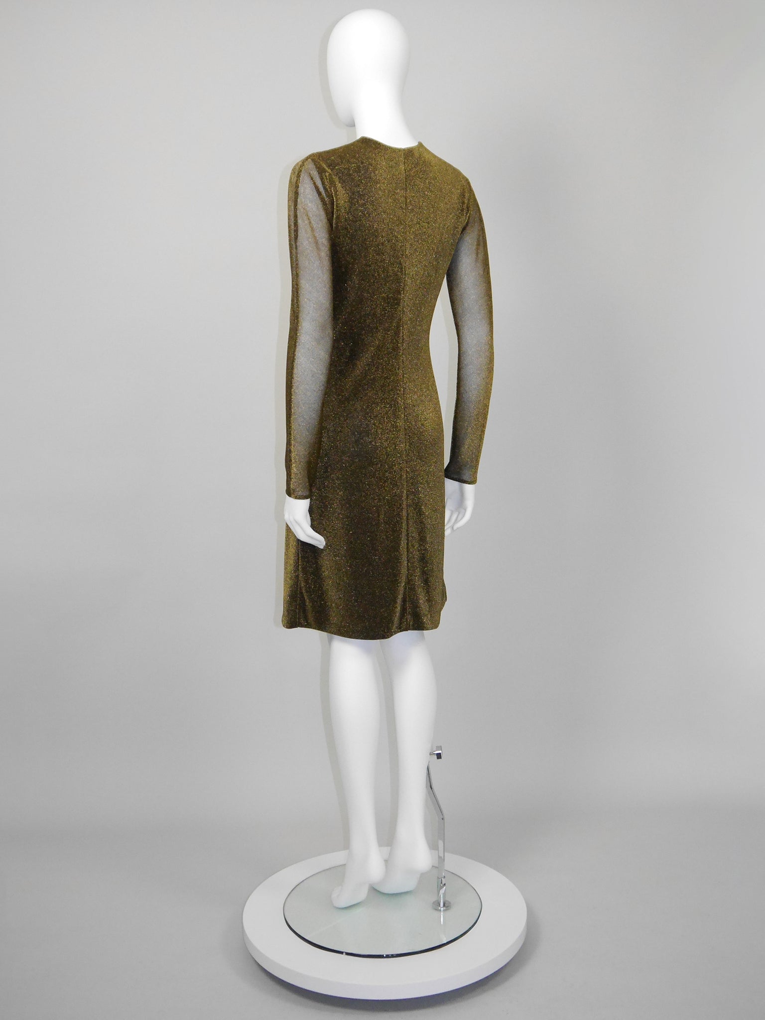 GUCCI by Tom Ford Fall 2000 Vintage Metallic Copper Lurex Plunge Dress Size XS