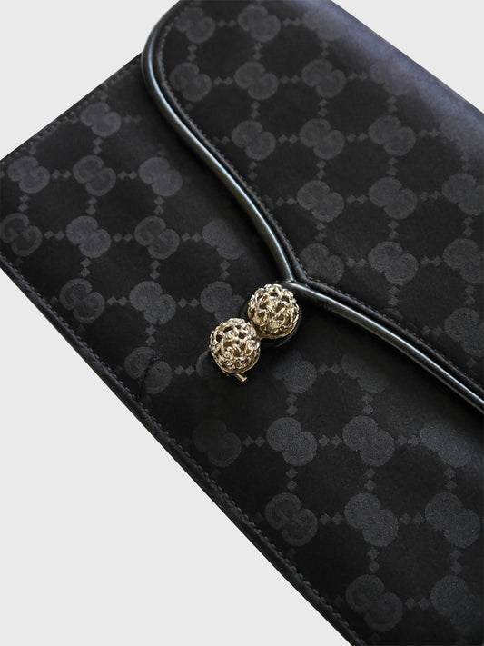 GUCCI c. 1970s Vintage Monogram Evening Shoulder Bag Clutch