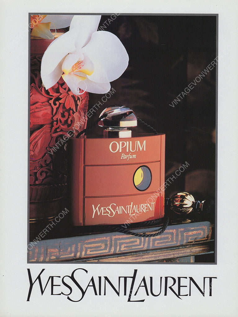 YVES SAINT LAURENT 1991 Opium Perfume Vintage Advertisement Fragrance
