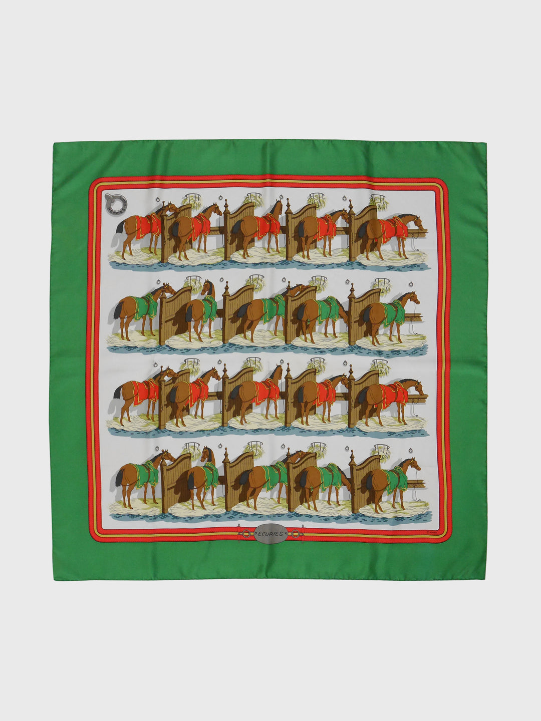 Foulard Carré Hermès Vintage Sureté Célérité Poste Aux Lettres - Soie Lourde 90x86 Cm Très Bon état
