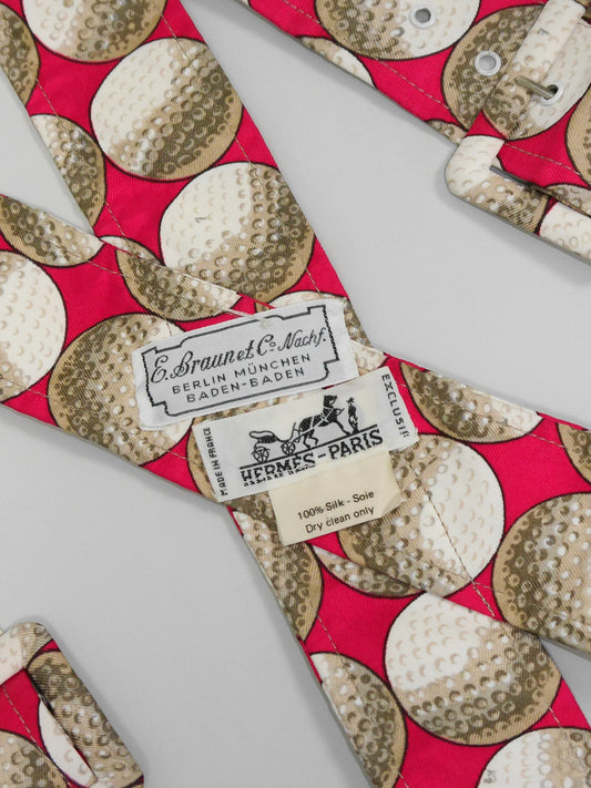HERMÈS Vintage „Balles de Golf“ by Christiane Vauzelles Silk Suspenders