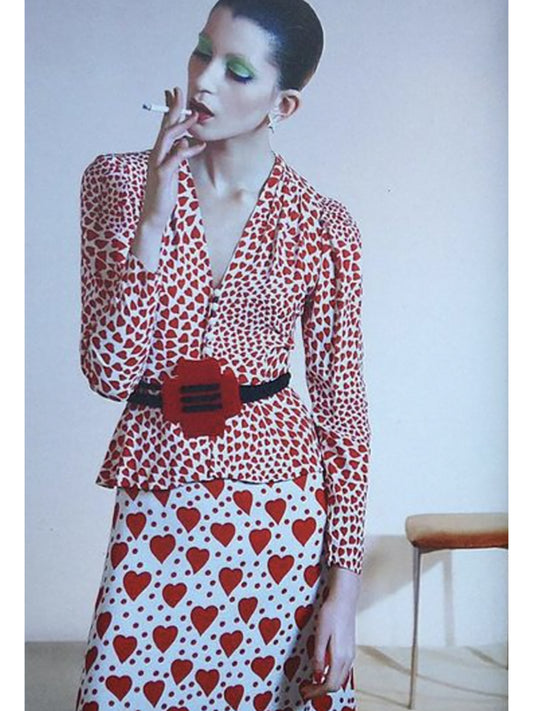 YVES SAINT LAURENT Spring 1971 Scandal Collection Vintage Lips Print Blouse Size M