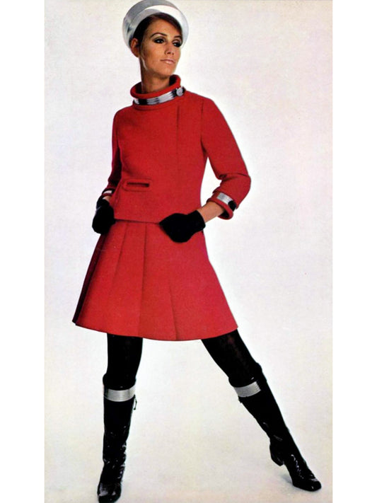 PIERRE CARDIN Spring 1967 Cosmocorps Vintage Suit Skirt & Jacket Size XS
