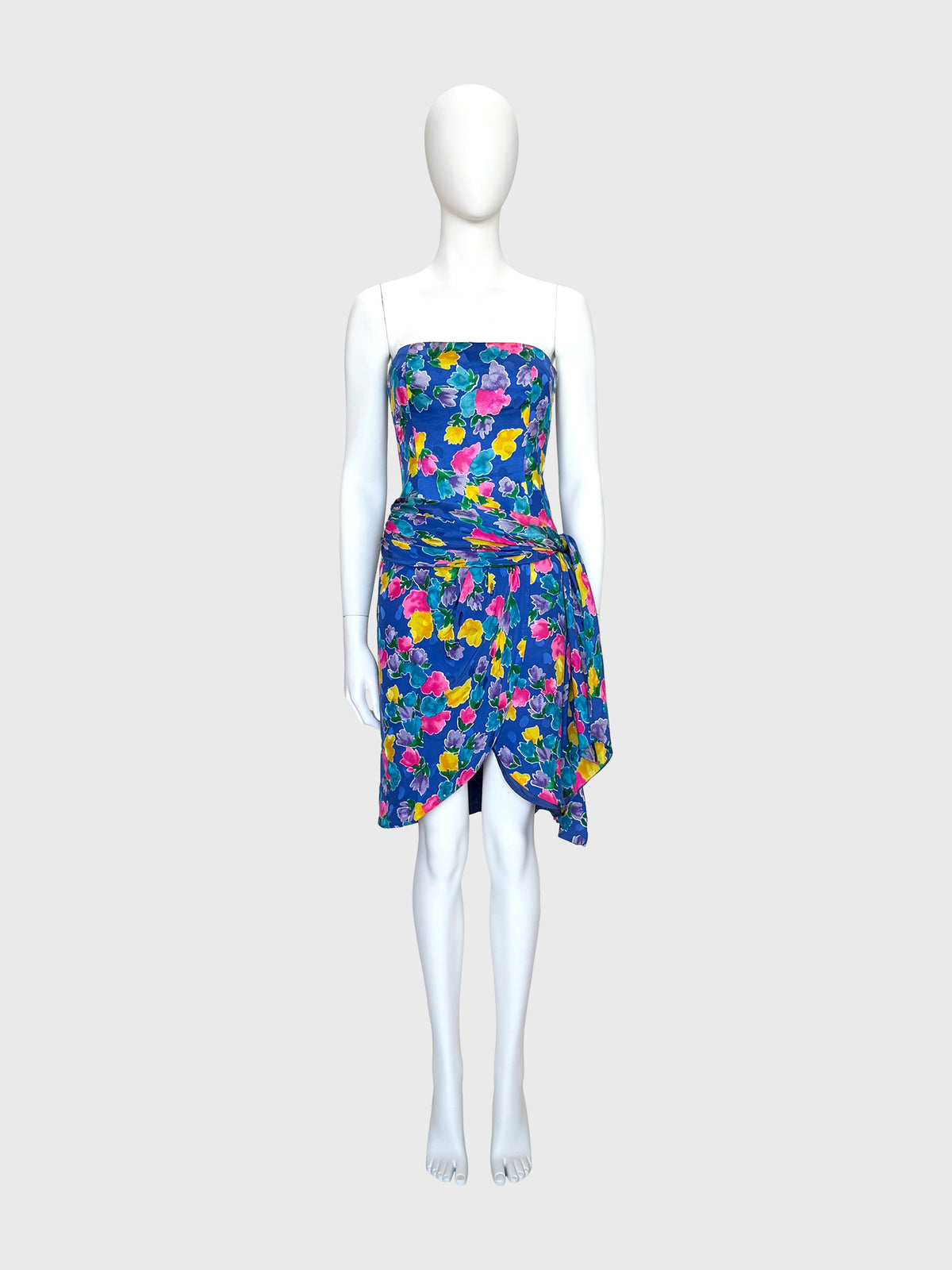 JEAN-LOUIS SCHERRER Spring 1988 Vintage Documented Floral Silk Dress Runway Design Size S