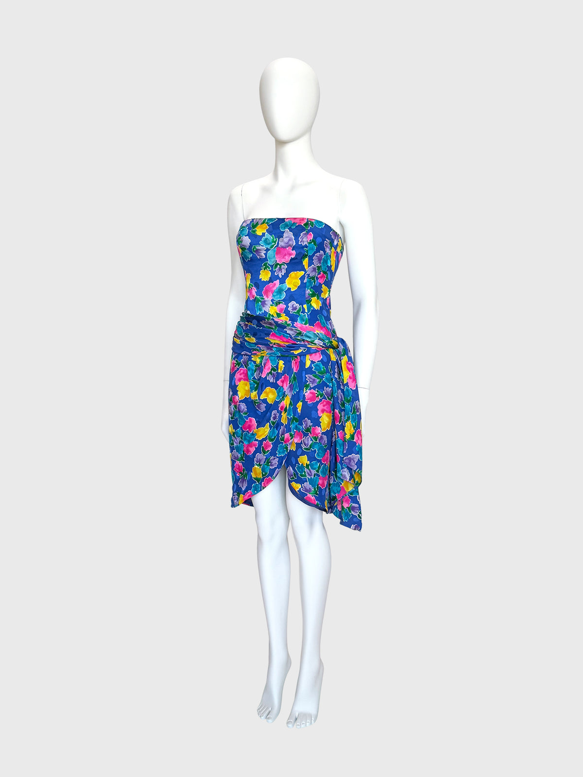 JEAN-LOUIS SCHERRER Spring 1988 Vintage Documented Floral Silk Dress Runway Design Size S