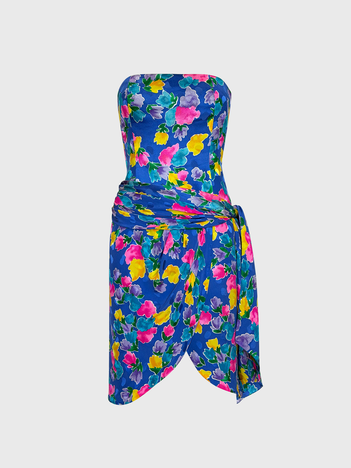 JEAN-LOUIS SCHERRER Spring 1988 Vintage Documented Floral Silk Dress Runway Design