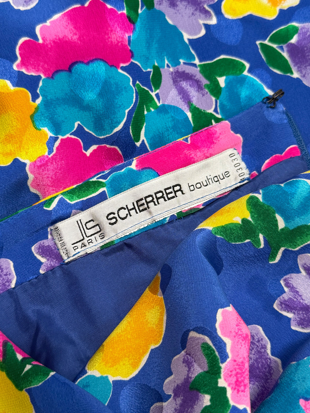 JEAN-LOUIS SCHERRER Spring 1988 Vintage Documented Floral Silk Dress Runway Design