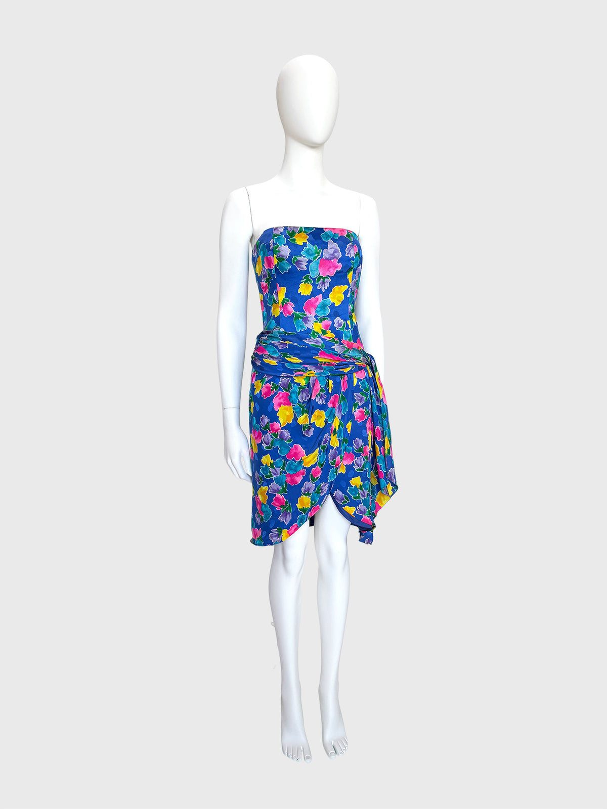 JEAN-LOUIS SCHERRER Spring 1988 Vintage Documented Floral Silk Dress Runway Design Size S